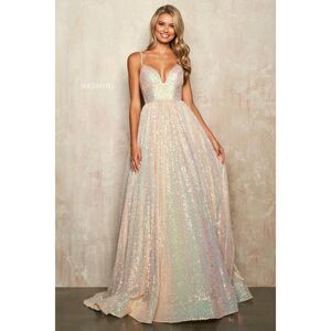 10309 NWT Size 2 Sherri Hill ball gown sweetheart neckline lace up sequin gold